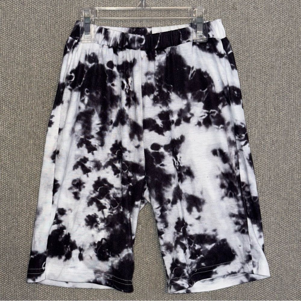 SHEIN size 9 years black white Tie-Dye Shorts